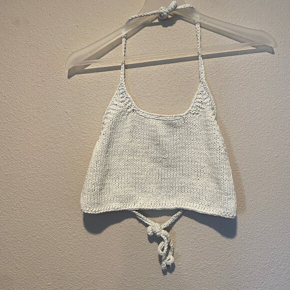 Light Blue Knit Halter Top Summer‎ Beachwear One Size - Picture 1 of 5